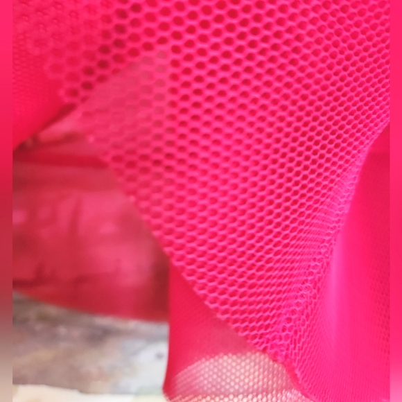 ADIDAS Pink Sheer Tulle Overlay Mesh 3 Blue Stripes Floral Embroidery Skirt EC S - Picture 9 of 16